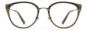 Front view of Angelou green cat eye eyeglasses from Vediview