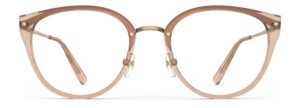Front view of Angelou pink brown cat eye eyeglasses from Vediview