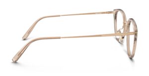 Side view of Angelou pink brown cat eye eyeglasses from Vediview