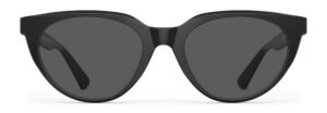 Front view of Callas black cat eye sunglasses with grey lenses from Vediview