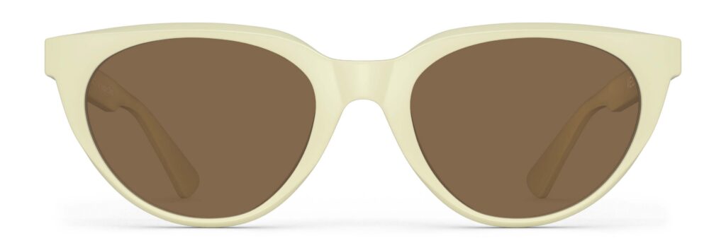 Front view of Callas cream cat eye sunglasses with brown lenses from Vediview