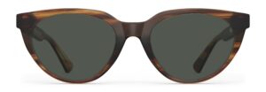 Front view of Callas tortoise cat eye sunglasses with green lenses from Vediview