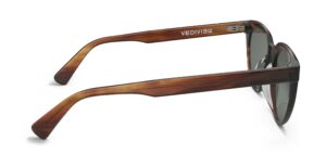 Side view of Callas tortoise cat eye sunglasses with green lenses from Vediview