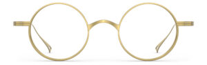 Front view of Chaplin gold round eyeglasses from Vediview