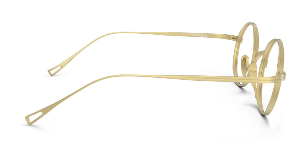 Side view of Chaplin gold round eyeglasses from Vediview
