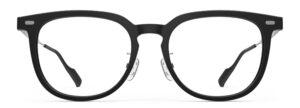 Front view of Merce black cat-eye eyeglasses from Vediview