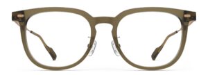 Front view of Merce brown green cat-eye eyeglasses from Vediview