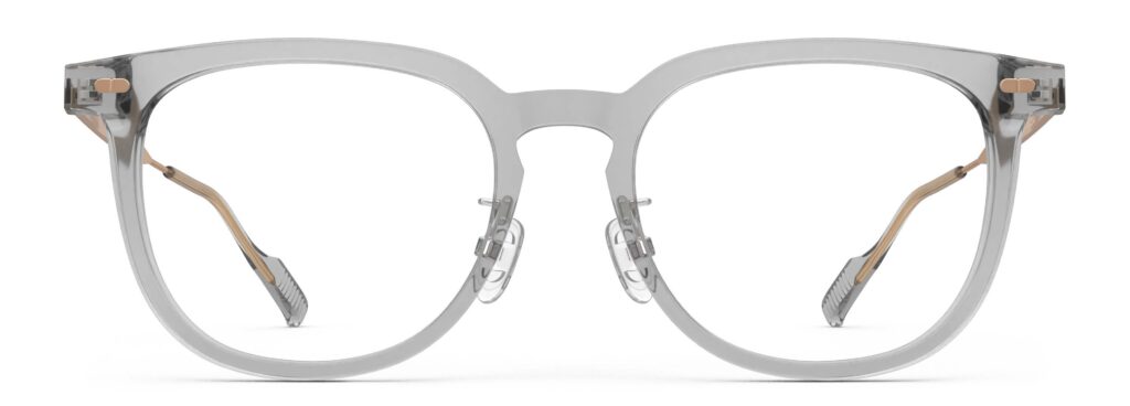 Front view of Merce grey cat-eye eyeglasses from Vediview