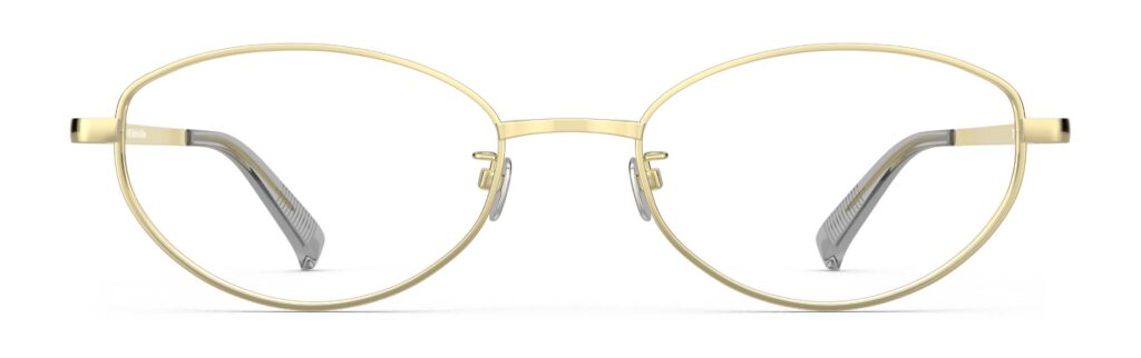 Front view of Proulx gold oval eyeglasses from Vediview