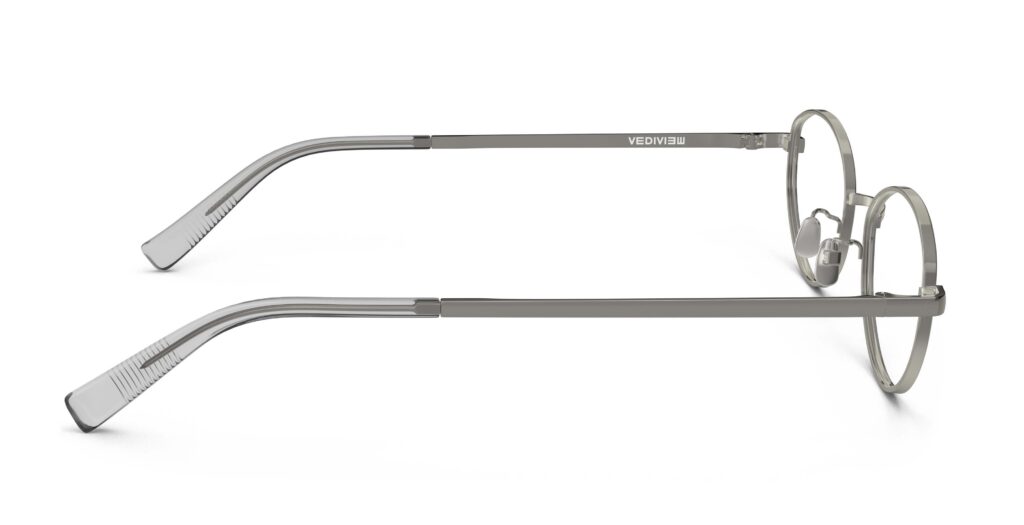 Side view of Proulx gun oval eyeglasses from Vediview