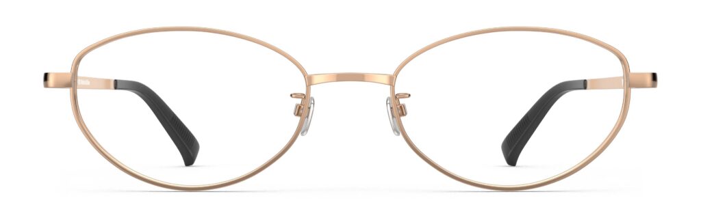 Front view of Proulx rose gold oval eyeglasses from Vediview