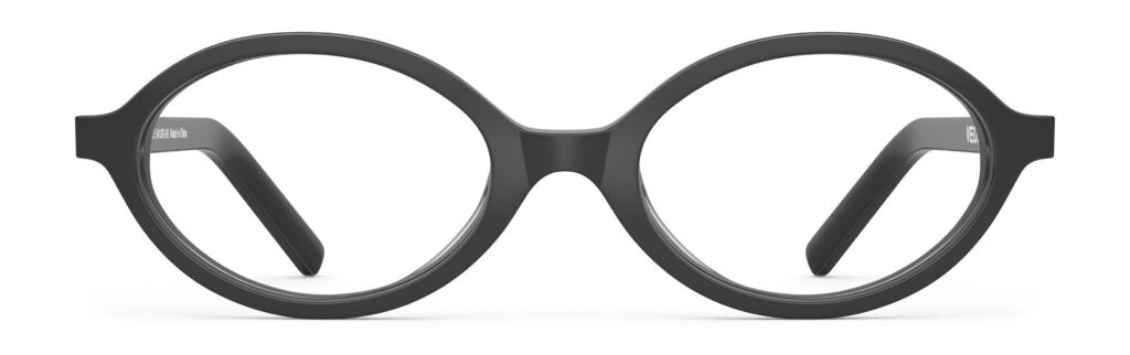 Front view of Vaughan black oval eyeglasses from Vediview