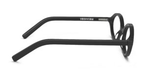 Side view of Vaughan black oval eyeglasses from Vediview