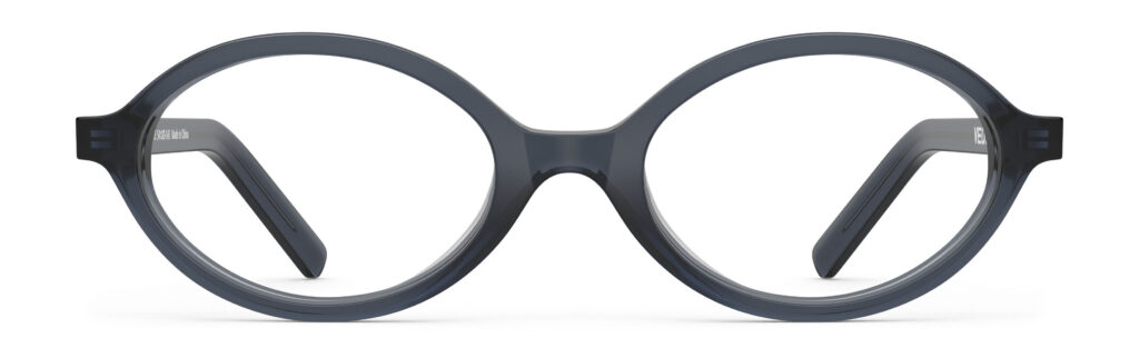Front view of Vaughan blue grey oval eyeglasses from Vediview