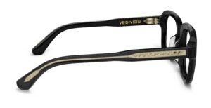 Side view of Byron black square eyeglasses from Vediview