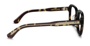 Side view of Byron tortoise square eyeglasses from Vediview