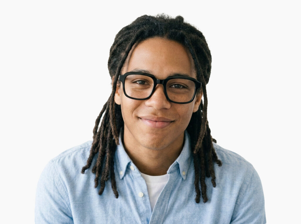 Man model wearing Byron black acetate eyeglasses from Vediview