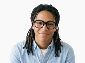 Man model wearing Byron black acetate eyeglasses from Vediview
