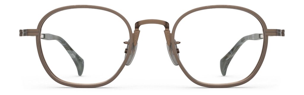 Front view of Nico bronze round eyeglasses from Vediview