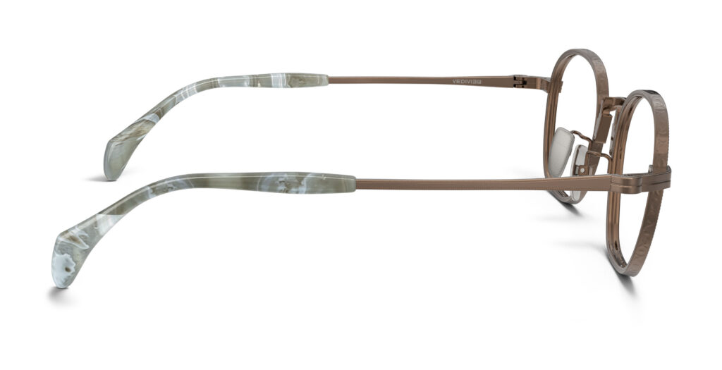 Side view of Nico bronze round eyeglasses from Vediview