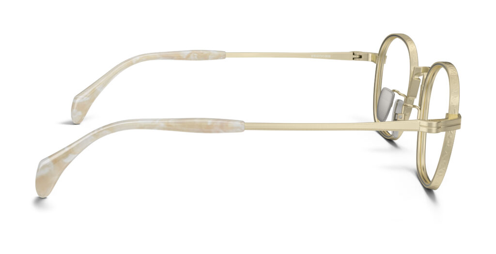 Side view of Nico gold round eyeglasses from Vediview