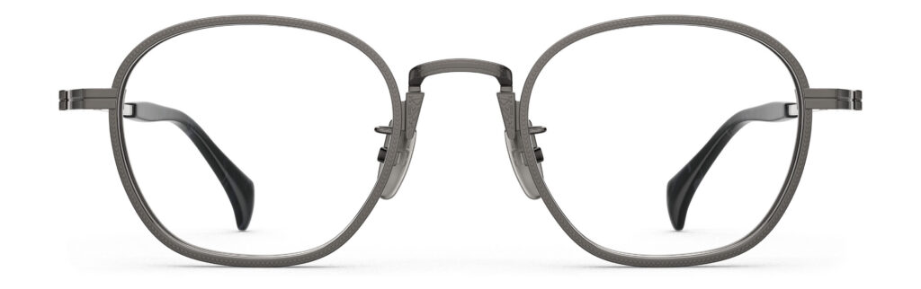 Front view of Nico gun round eyeglasses from Vediview