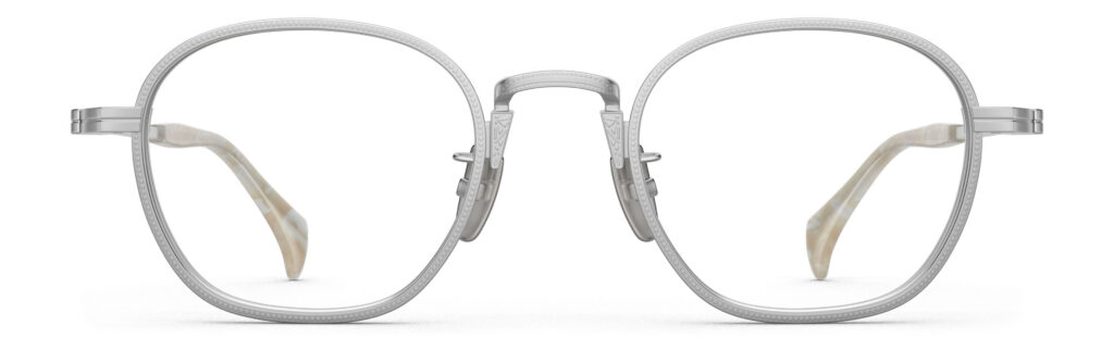 Front view of Nico silver round eyeglasses from Vediview
