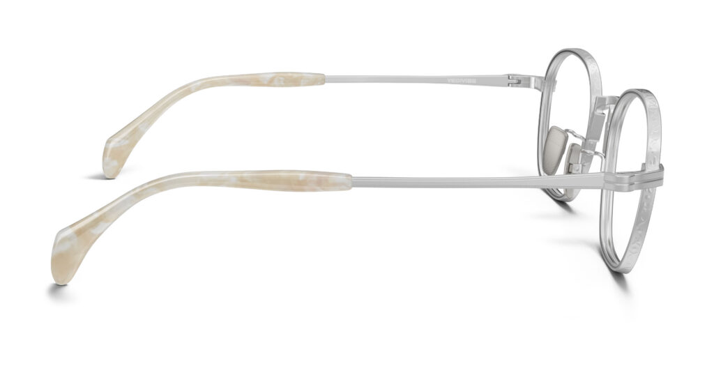 Side view of Nico silver round eyeglasses from Vediview