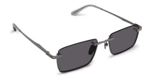 Angled view of Seneca gun rectangle sunglasses with grey lenses from Vediview