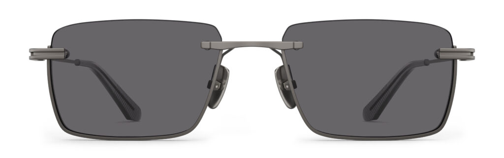 Front view of Seneca gun rectangle sunglasses with grey lenses from Vediview