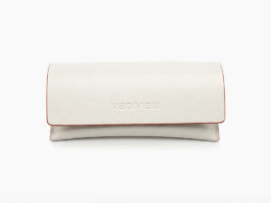 Front view of white leather case from Vediview