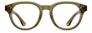 Front view of Zora green round eyeglasses from Vediview