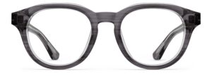 Front view of Zora purple round eyeglasses from Vediview