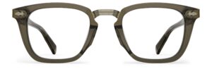 Front view of Baldwin dark green rectangle eyeglasses from Vediview