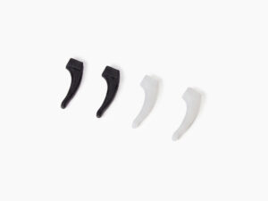 A set of black and white glasses ear grips from Vediview
