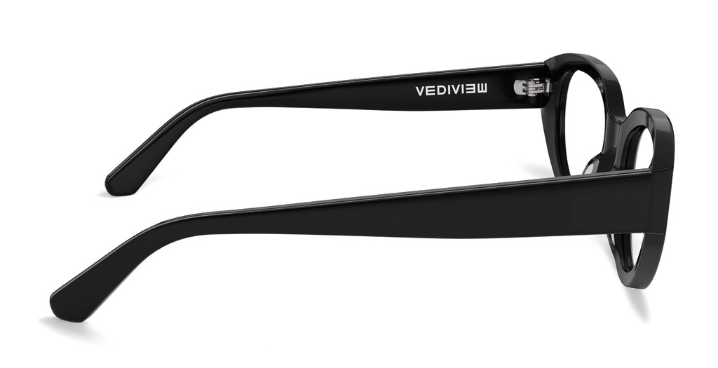 Side view of Garcia black oval eyeglasses from Vediview