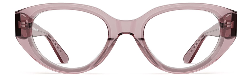 Front view of Garcia pink oval eyeglasses from Vediview