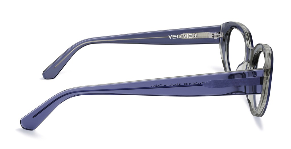 Side view of Garcia purple oval eyeglasses from Vediview
