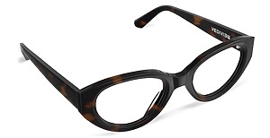 Angled view of Garcia tortoise oval eyeglasses from Vediview