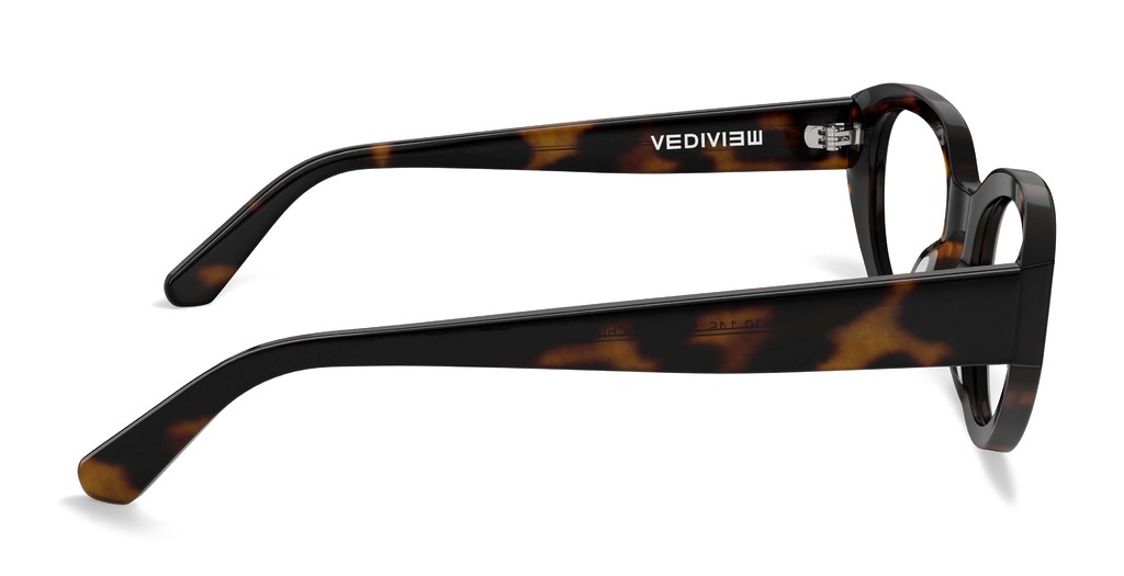 Side view of Garcia tortoise oval eyeglasses from Vediview