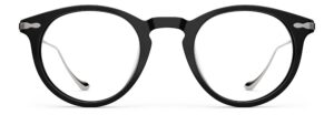 Front view of Poe black round eyeglasses from Vediview
