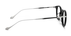 Side view of Poe black round eyeglasses from Vediview